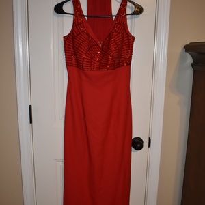 Red Beaded Evening Gown